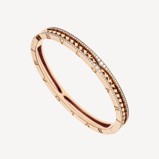 [⭐moonlume]ZERO 1 SPIRAL AND PAVED DIAMOND PINK GOLD BRACELET