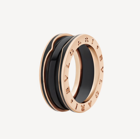 [⭐moonlume]ZERO 1 TWO-BAND WITH MATTE BLACK CERAMIC PINK GOLD RING