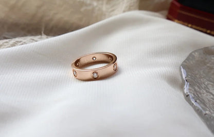 [⭐moonlume]LOVE RING 5.5MM 6 DIAMONDS PINK GOLD
