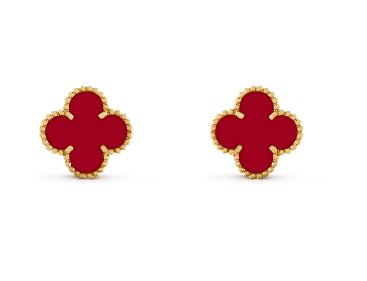 [⭐moonlume] CLOVER 20MM RED AGATE EARRINGS