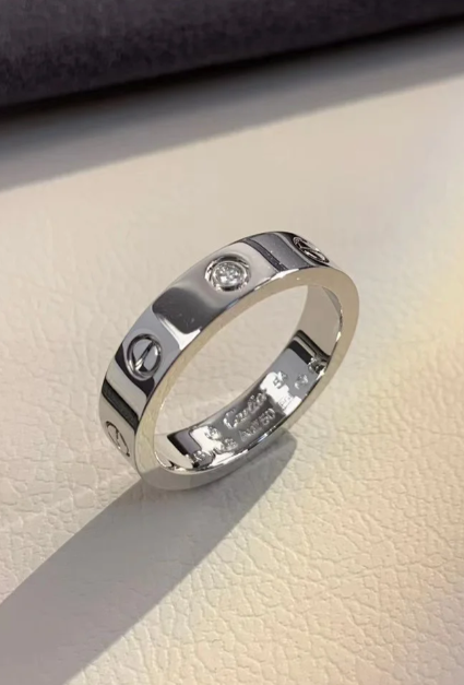 [⭐moonlume]LOVE RING 4MM 1 DIAMOND SILVER