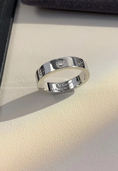[⭐moonlume]LOVE RING 4MM 1 DIAMOND SILVER