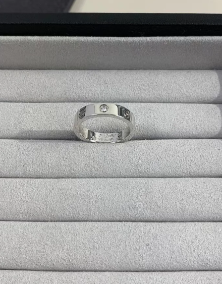 [⭐moonlume]LOVE RING 4MM 1 DIAMOND SILVER
