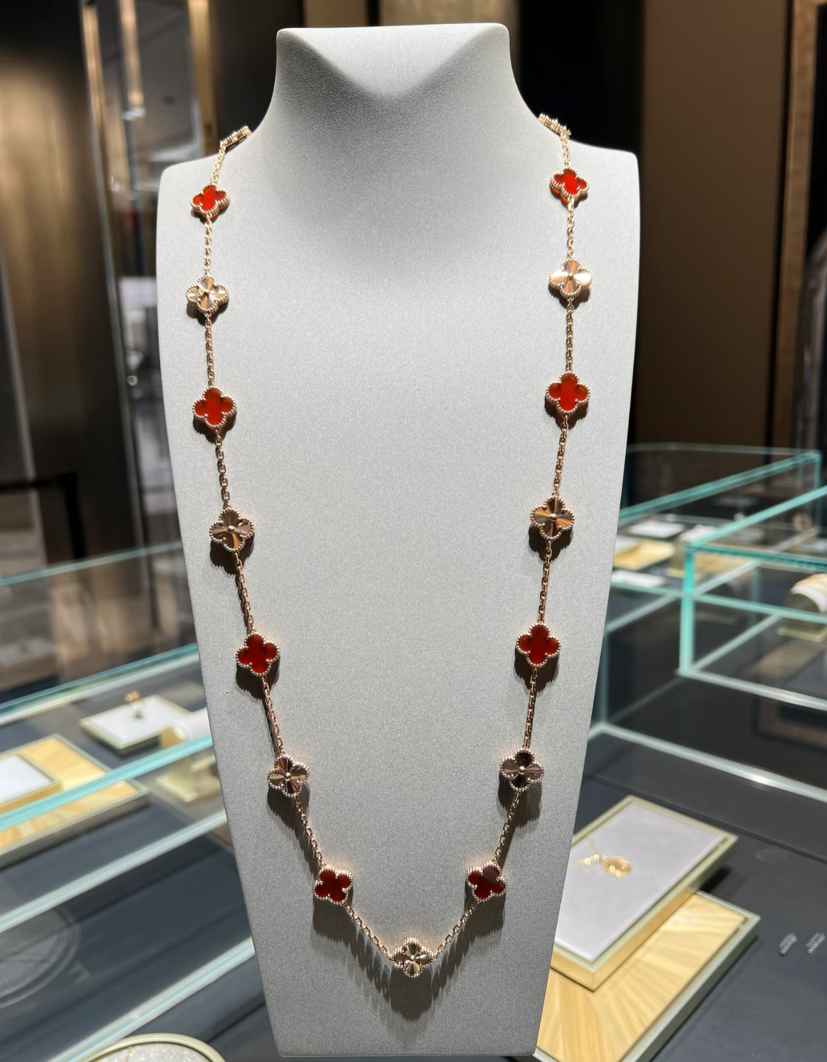 [⭐moonlume]CLOVER 20 MOTIFS LASER CARNELIAN NECKLACE