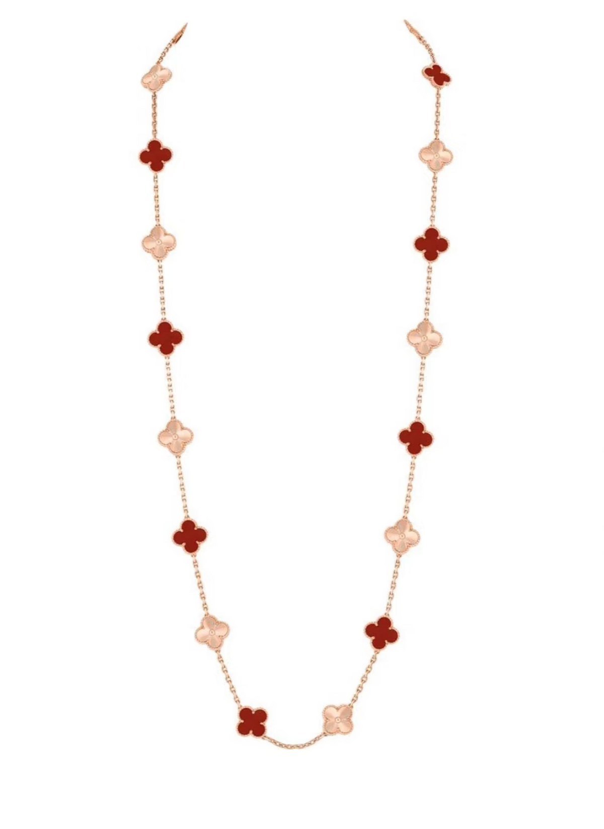 [⭐moonlume]CLOVER 20 MOTIFS LASER CARNELIAN NECKLACE