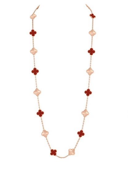 [⭐moonlume]CLOVER 20 MOTIFS LASER CARNELIAN NECKLACE