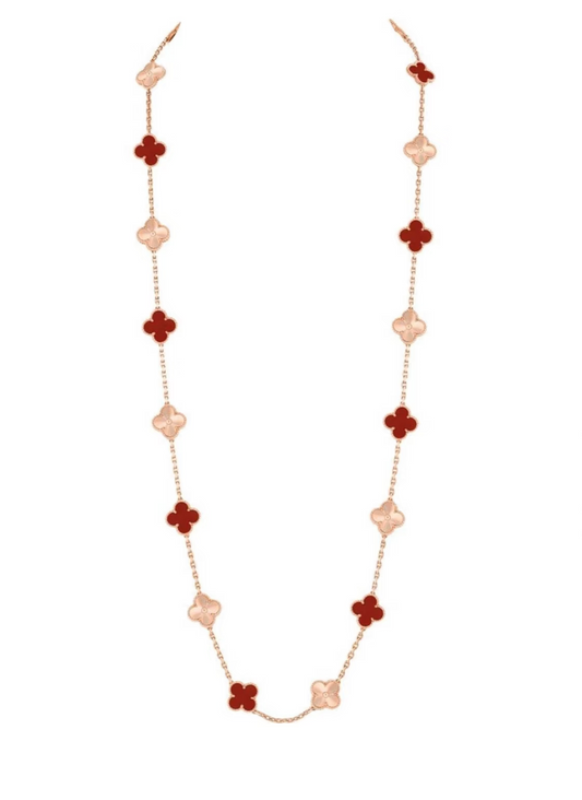 [⭐moonlume]CLOVER 20 MOTIFS LASER CARNELIAN NECKLACE