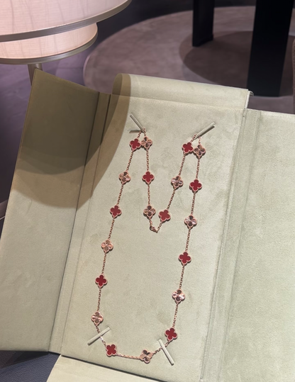 [⭐moonlume]CLOVER 20 MOTIFS LASER CARNELIAN NECKLACE