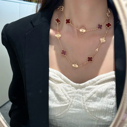 [⭐moonlume]CLOVER 20 MOTIFS LASER CARNELIAN NECKLACE