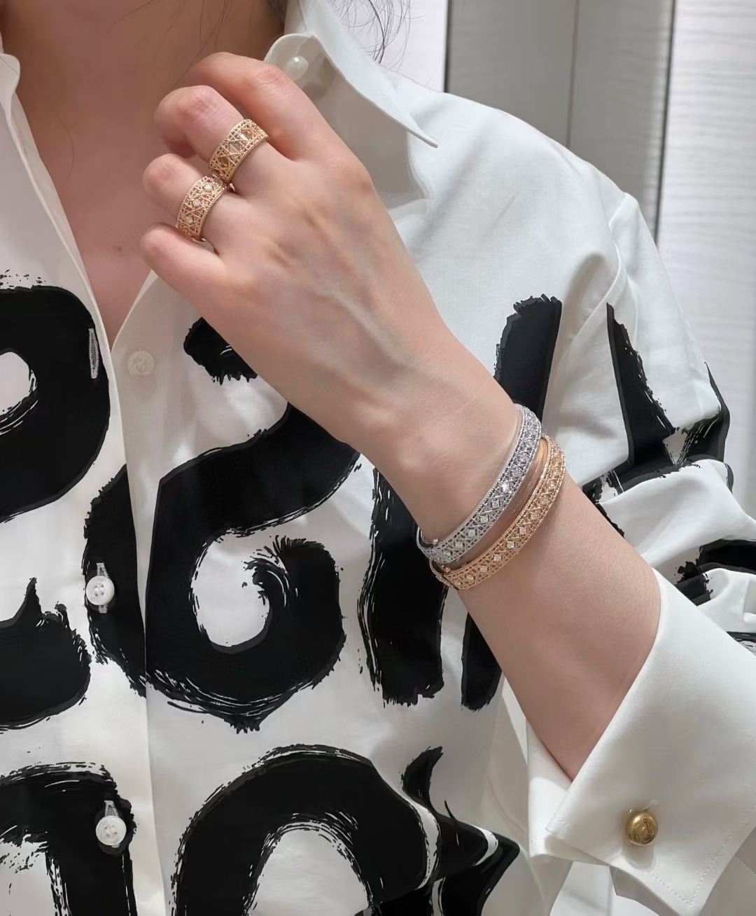 [⭐moonlume]2026 WOVEN-PATTERN BRACELET SET WITH FULL DIAMOND INLAY THREE-COLORS