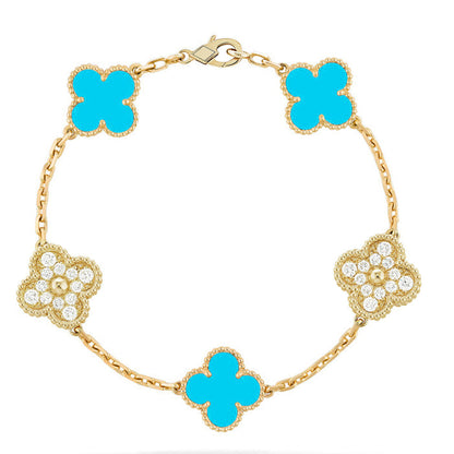 [⭐moonlume] CLOVER 5 MOTIF TURQUOISE BRACELET COLLECTION