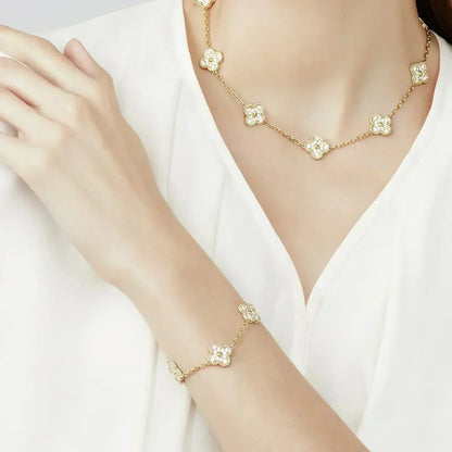 [⭐moonlume] CLOVER 5 MOTIF FULL DIAMOND BRACELET COLLECTION