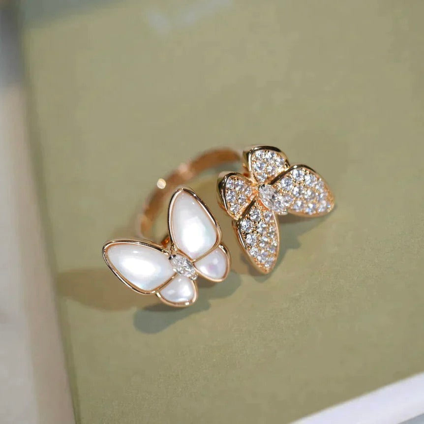 [⭐moonlume]TWIN BUTTERFLY DIAMOND MOP RING
