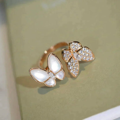 [⭐moonlume]TWIN BUTTERFLY DIAMOND MOP RING