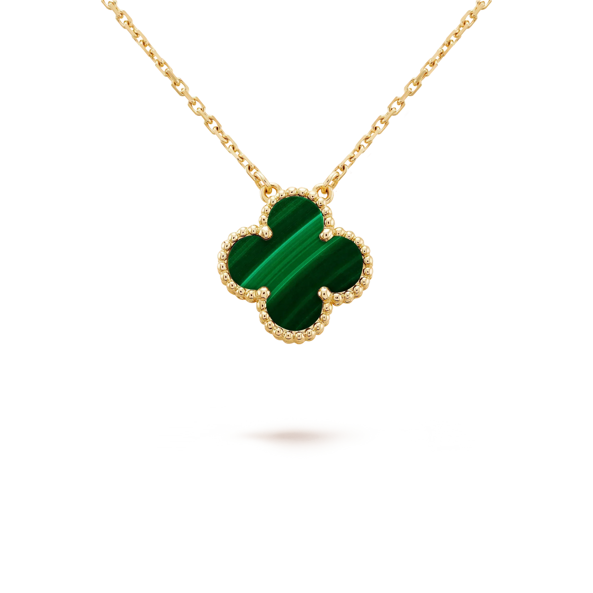[⭐moonlume]CLOVER 15MM MALACHITE SINGLE FLOWER  NECKLACE