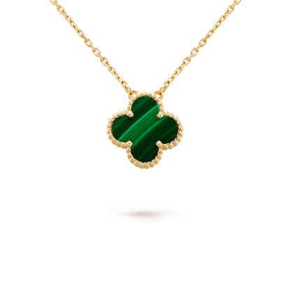 [⭐moonlume]CLOVER 15MM MALACHITE SINGLE FLOWER  NECKLACE