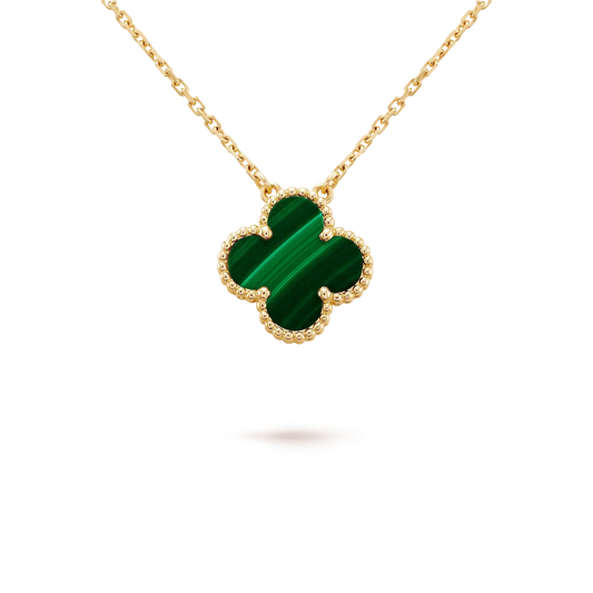 [⭐moonlume]CLOVER 15MM MALACHITE SINGLE FLOWER  NECKLACE