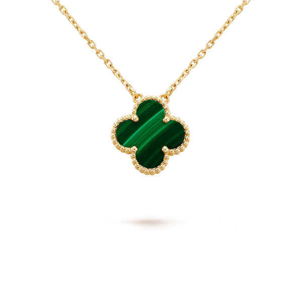 [⭐moonlume]CLOVER 15MM MALACHITE SINGLE FLOWER  NECKLACE