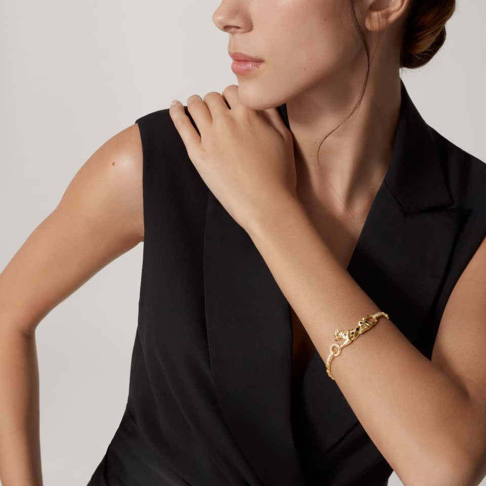[⭐moonlume]PANTHERE HALF DIAMOND ON CHAIN BRACELET