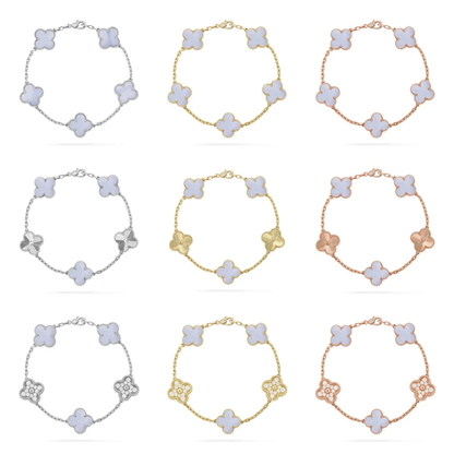 [⭐moonlume] CLOVER 5 MOTIF PURPLE CHALCEDONY BRACELET COLLECTION