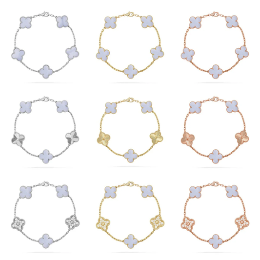 [⭐moonlume] CLOVER 5 MOTIF PURPLE CHALCEDONY BRACELET COLLECTION
