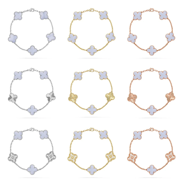 [⭐moonlume] CLOVER 5 MOTIF PURPLE CHALCEDONY BRACELET COLLECTION