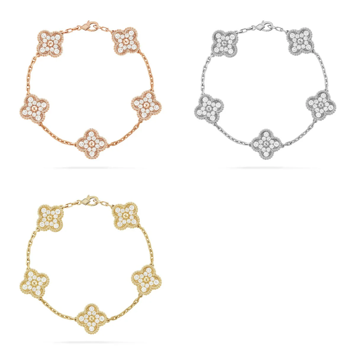 [⭐moonlume] CLOVER 5 MOTIF FULL DIAMOND BRACELET COLLECTION