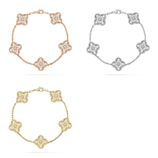 [⭐moonlume] CLOVER 5 MOTIF FULL DIAMOND BRACELET COLLECTION