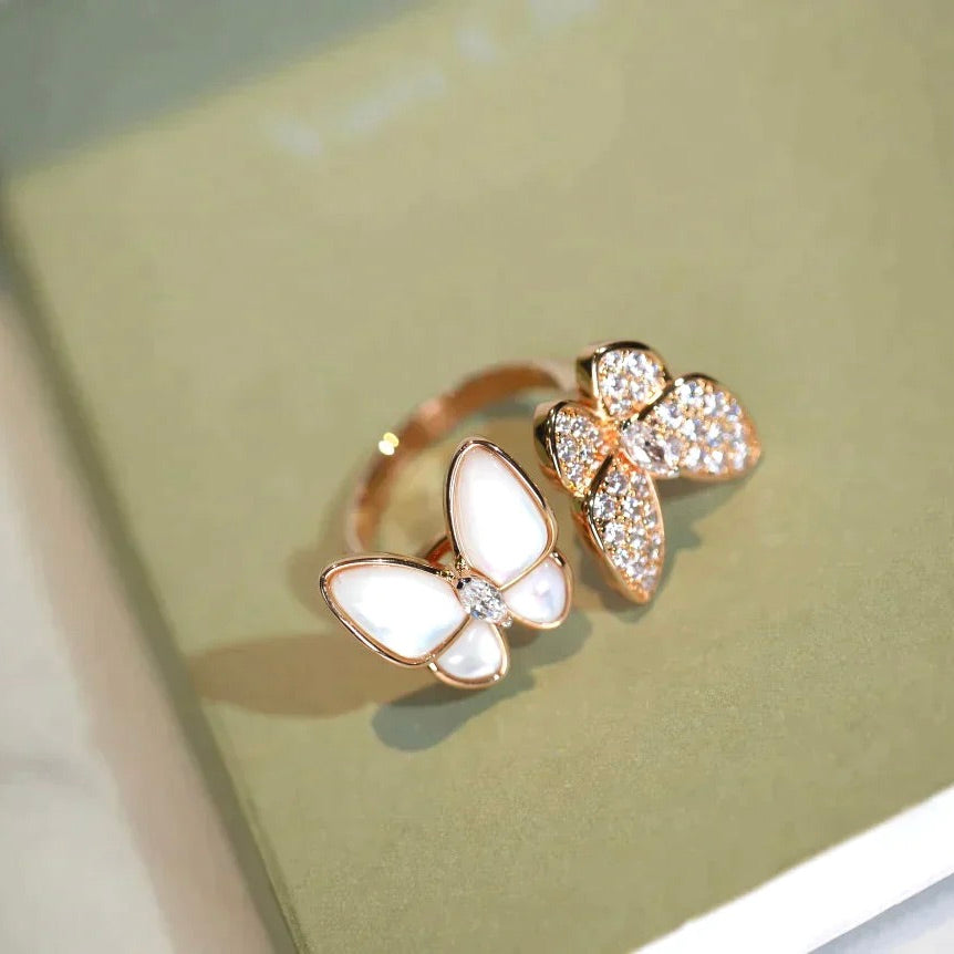 [⭐moonlume]TWIN BUTTERFLY DIAMOND MOP RING