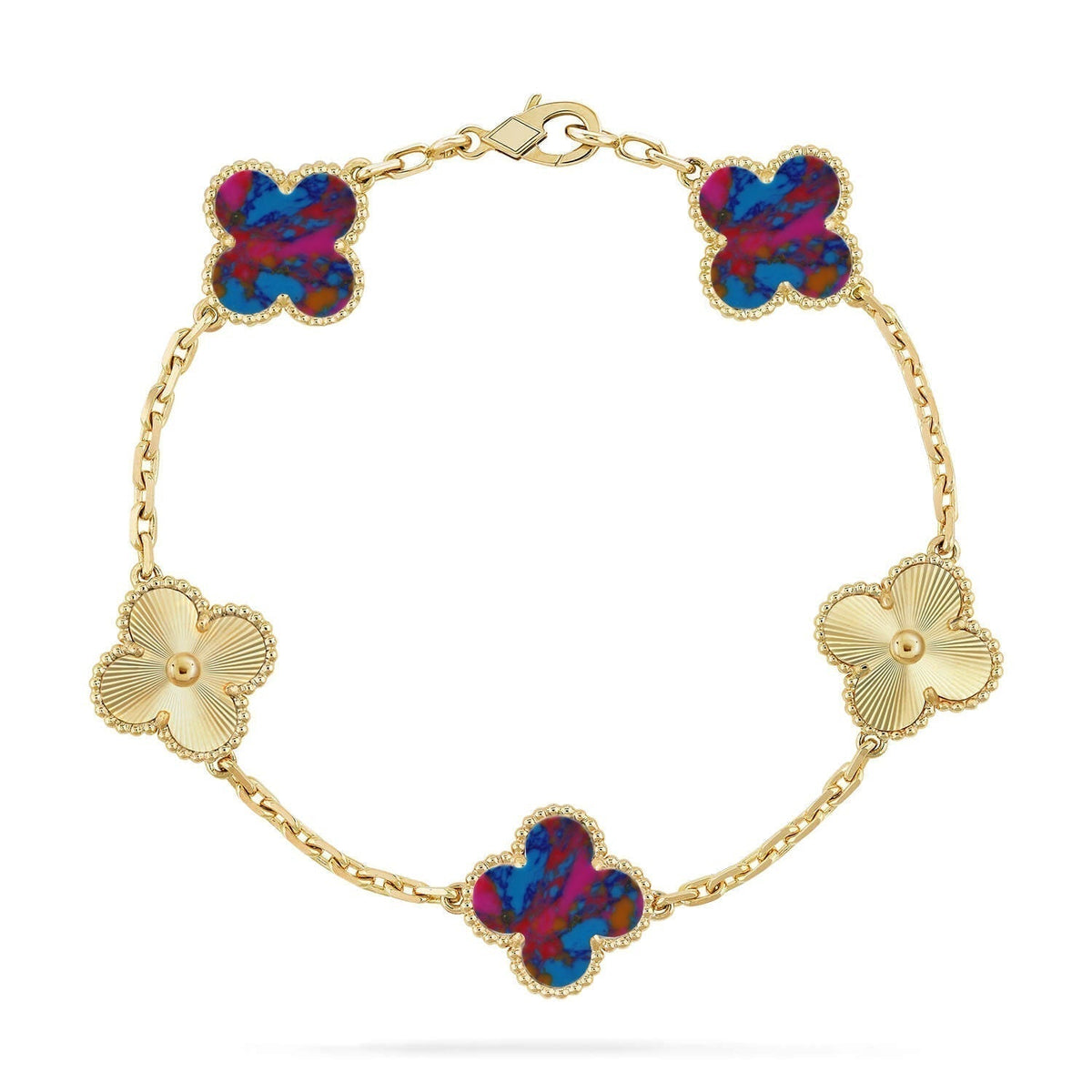 [⭐moonlume]CLOVER 5 MOTIF COLOR GEMSTONES BRACELET COLLECTION