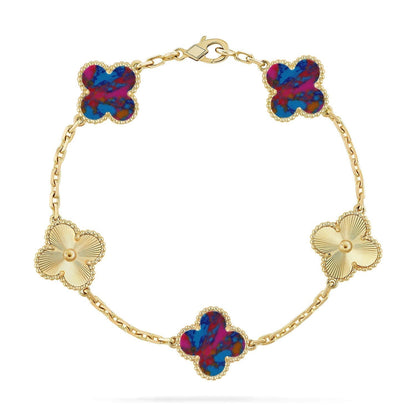 [⭐moonlume]CLOVER 5 MOTIF COLOR GEMSTONES BRACELET COLLECTION