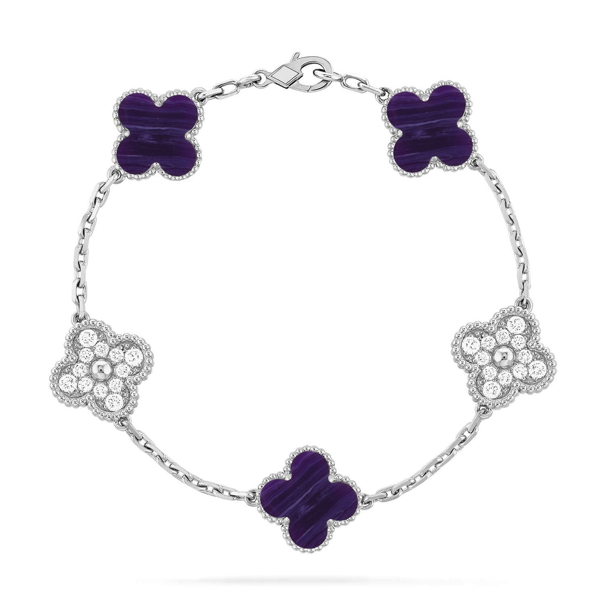[⭐moonlume]CLOVER 5 MOTIF PURPLE STRIPES BRACELET COLLECTION