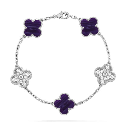 [⭐moonlume]CLOVER 5 MOTIF PURPLE STRIPES BRACELET COLLECTION