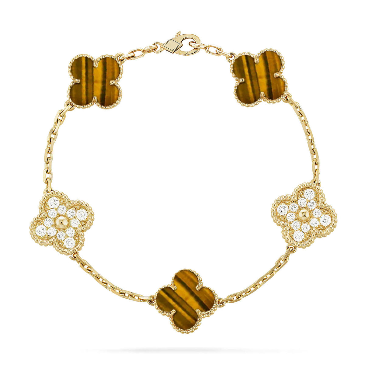 [⭐moonlume] CLOVER 5 MOTIFS TIGER EYE BRACELET COLLECTION