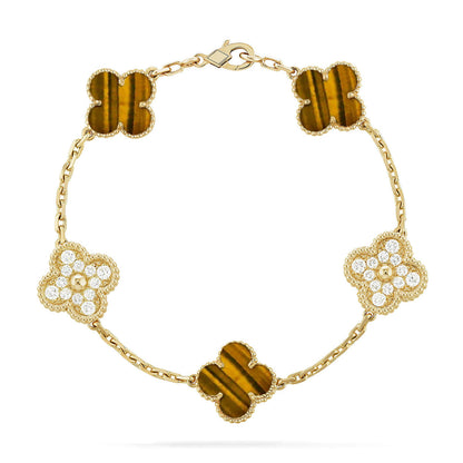 [⭐moonlume] CLOVER 5 MOTIFS TIGER EYE BRACELET COLLECTION