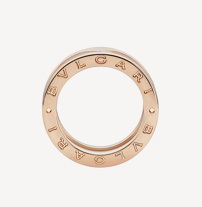 [⭐moonlume]ZERO 1 TWO-BAND LOOPS AND WHITE CERAMIC SPIRAL PINK GOLD RING