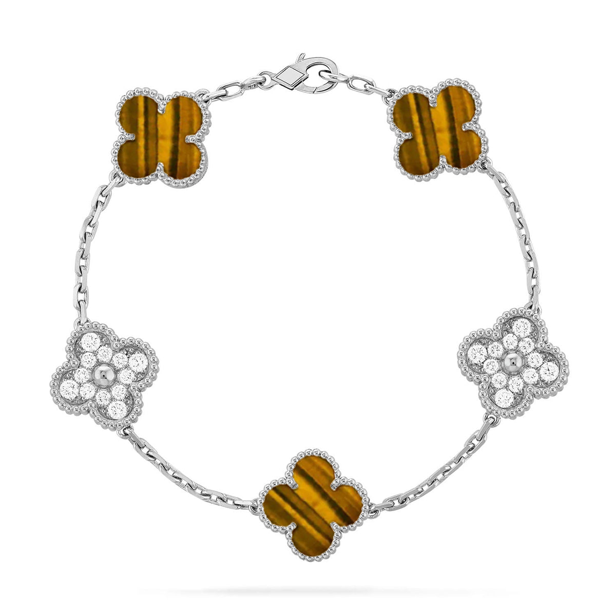 [⭐moonlume] CLOVER 5 MOTIFS TIGER EYE BRACELET COLLECTION