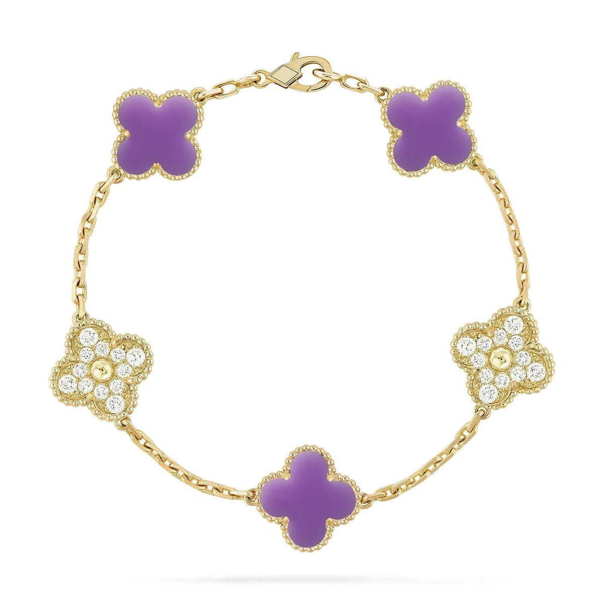 [⭐moonlume]CLOVER 5 MOTIF LIGHT PURPLE BRACELET COLLECTION
