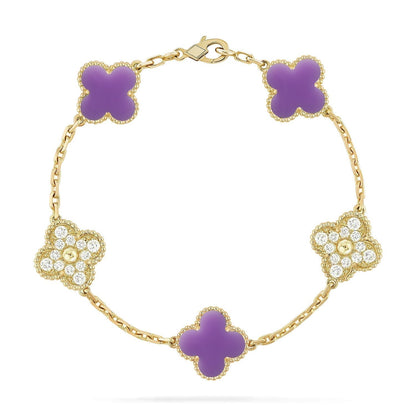 [⭐moonlume]CLOVER 5 MOTIF LIGHT PURPLE BRACELET COLLECTION