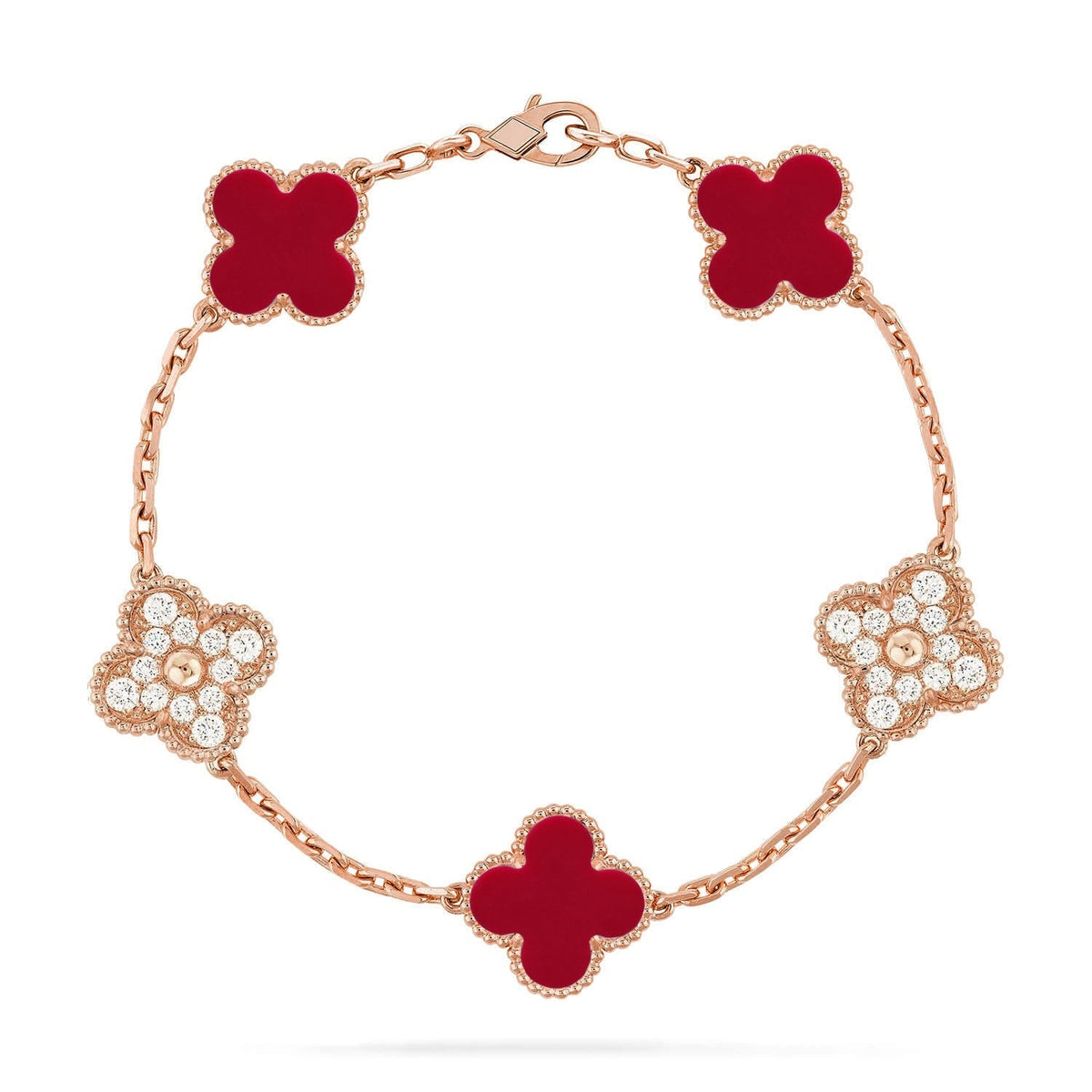 [⭐moonlume] CLOVER 5 MOTIF RED CORNELIAN BRACELET COLLECTION