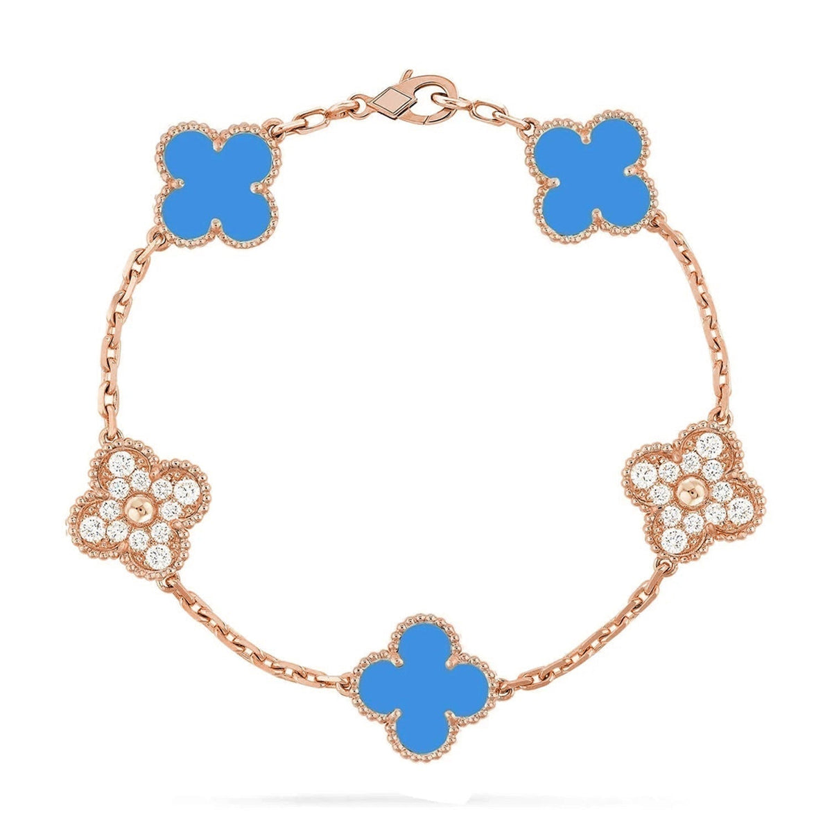 [⭐moonlume] CLOVER 5 MOTIF BLUE AGATE BRACELET COLLECTION