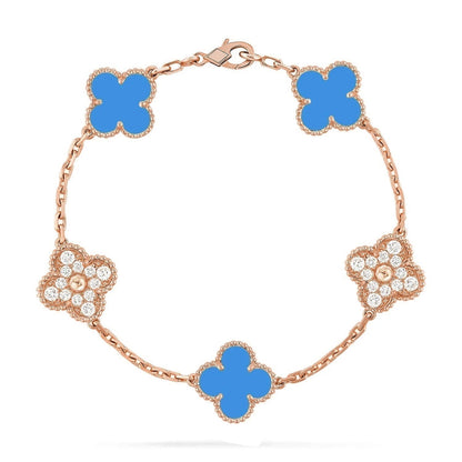 [⭐moonlume] CLOVER 5 MOTIF BLUE AGATE BRACELET COLLECTION