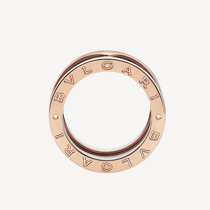 [⭐moonlume]ZERO 1 FOUR-BAND LOOPS AND BLACK CERAMIC SPIRAL PINK GOLD RING