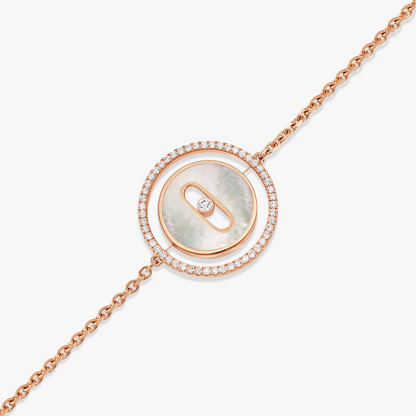 [⭐moonlume]Demo MOVE WHITE MOTHER OF PEARL PINK GOLD DIAMOND BRACELET