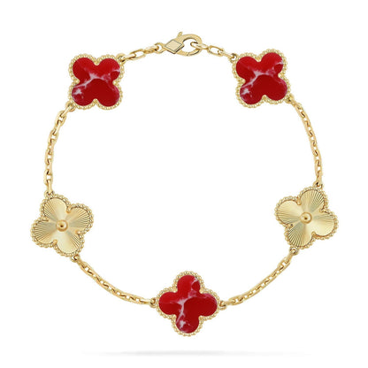 [⭐moonlume]CLOVER 5 MOTIF RED PATTERN BRACELET COLLECTION