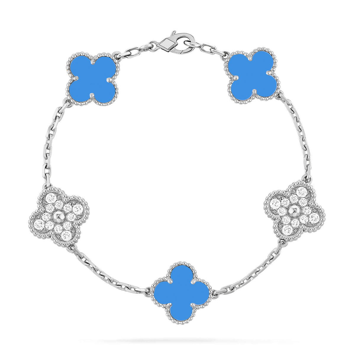 [⭐moonlume] CLOVER 5 MOTIF BLUE AGATE BRACELET COLLECTION