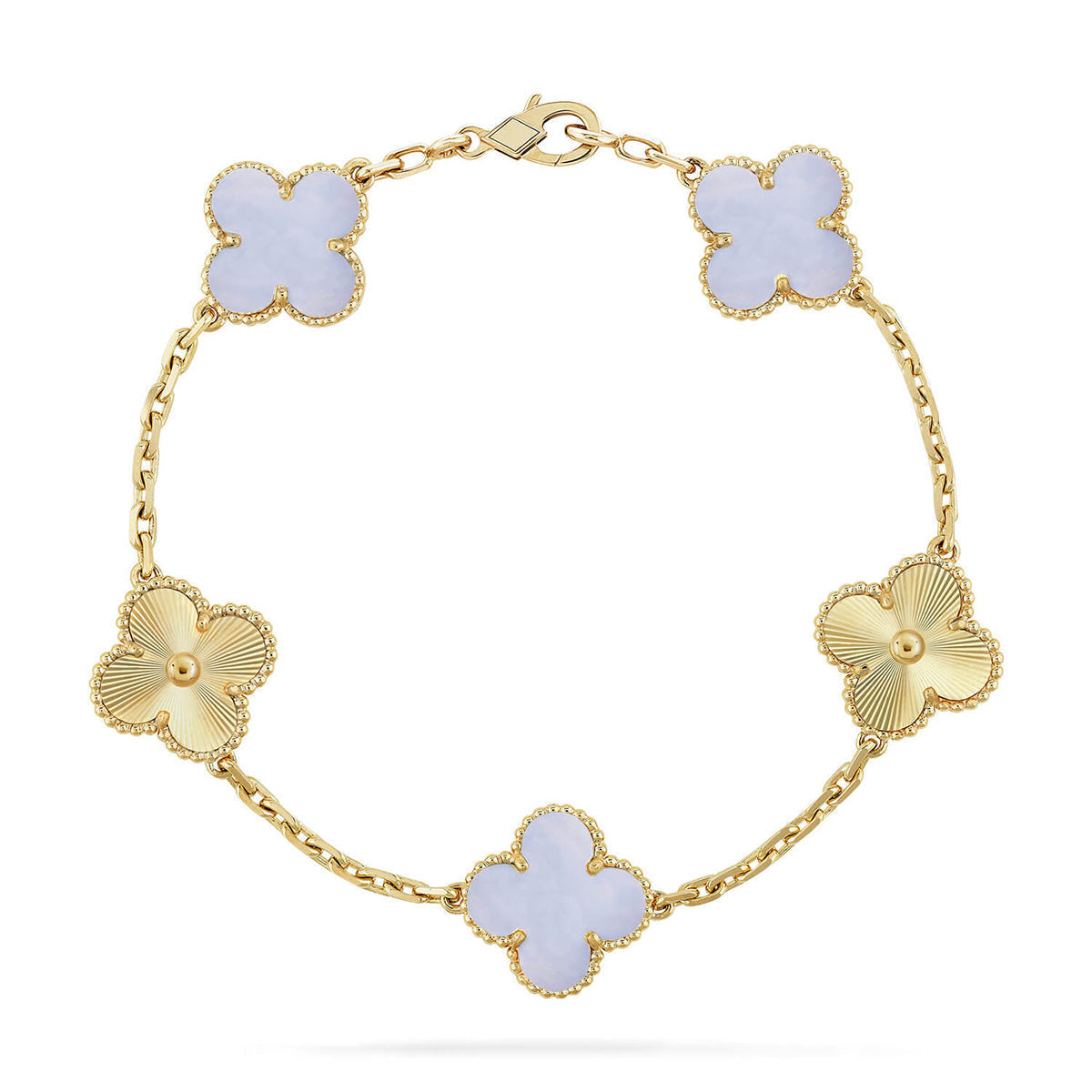 [⭐moonlume] CLOVER 5 MOTIF PURPLE CHALCEDONY BRACELET COLLECTION