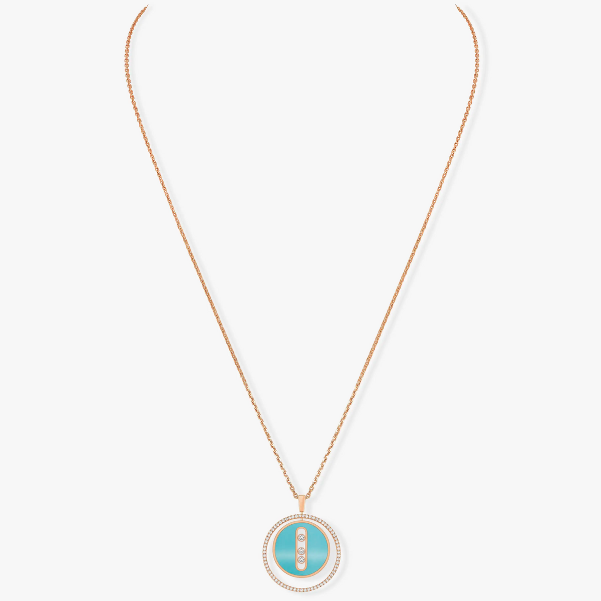 [⭐moonlume]Demo MOVE 3 DIAMONDS TURQUOISE PINK GOLD DIAMOND NECKLACE