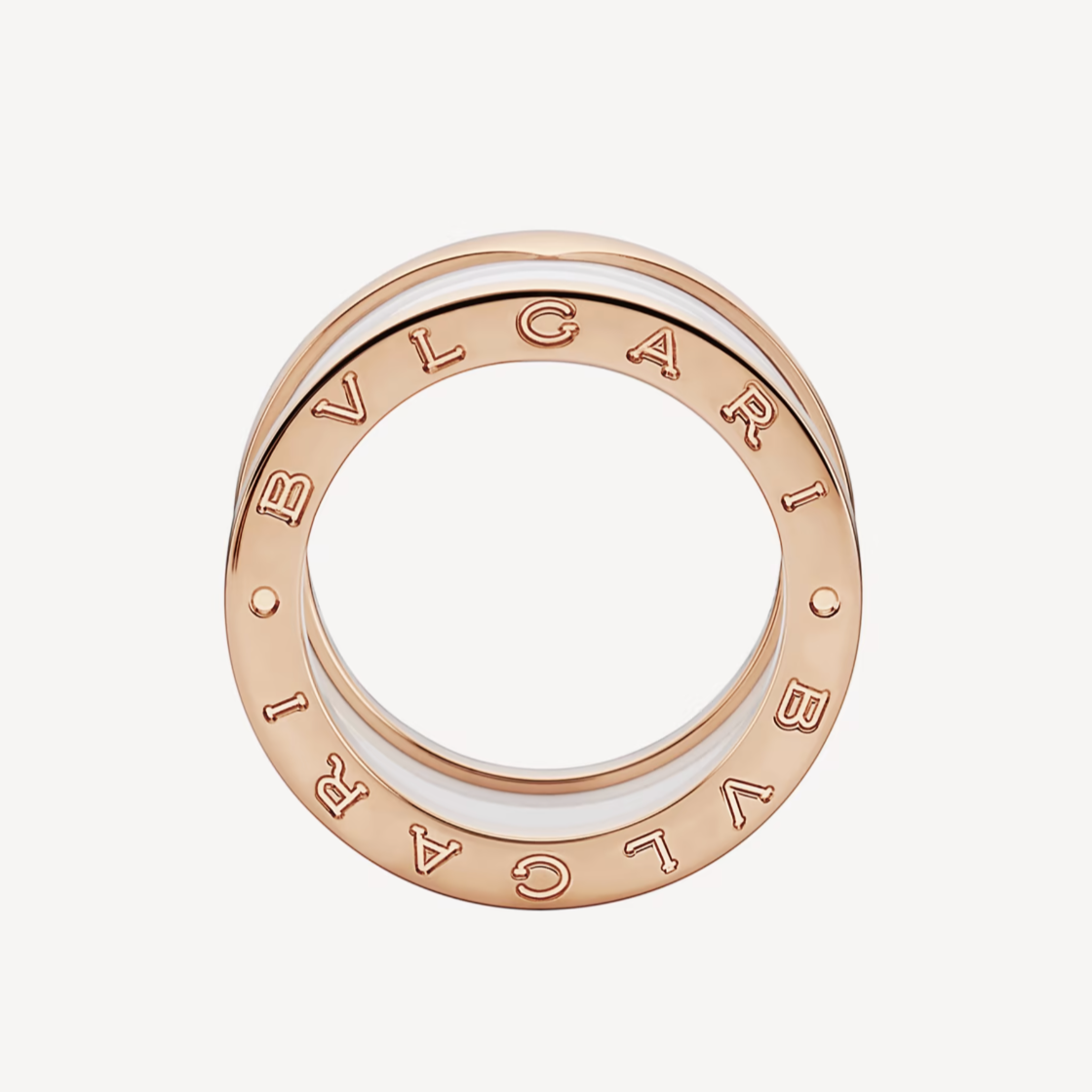 [⭐moonlume]ZERO 1 FOUR-BAND LOOPS AND WHITE CERAMIC SPIRAL PINK GOLD RING