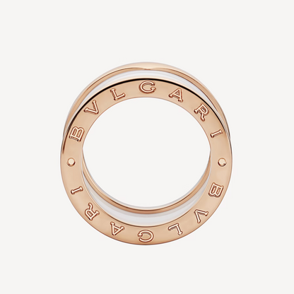 [⭐moonlume]ZERO 1 FOUR-BAND LOOPS AND WHITE CERAMIC SPIRAL PINK GOLD RING